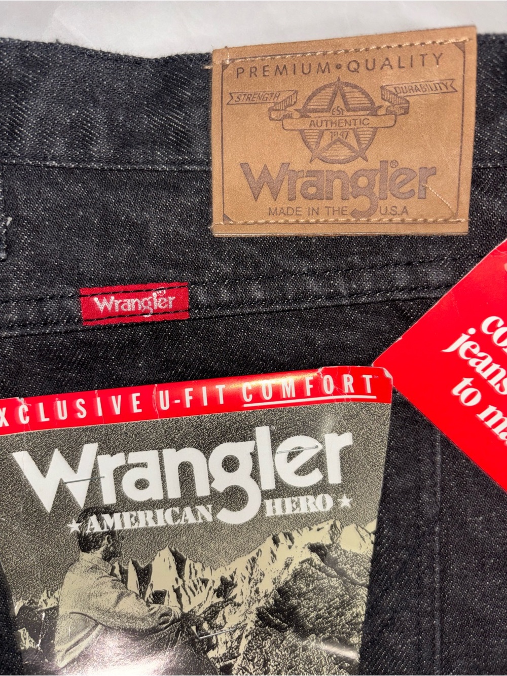 Vintage Wrangler American Hero Regular Fit 54x32 Black Denim Jeans Big/Tall NWT